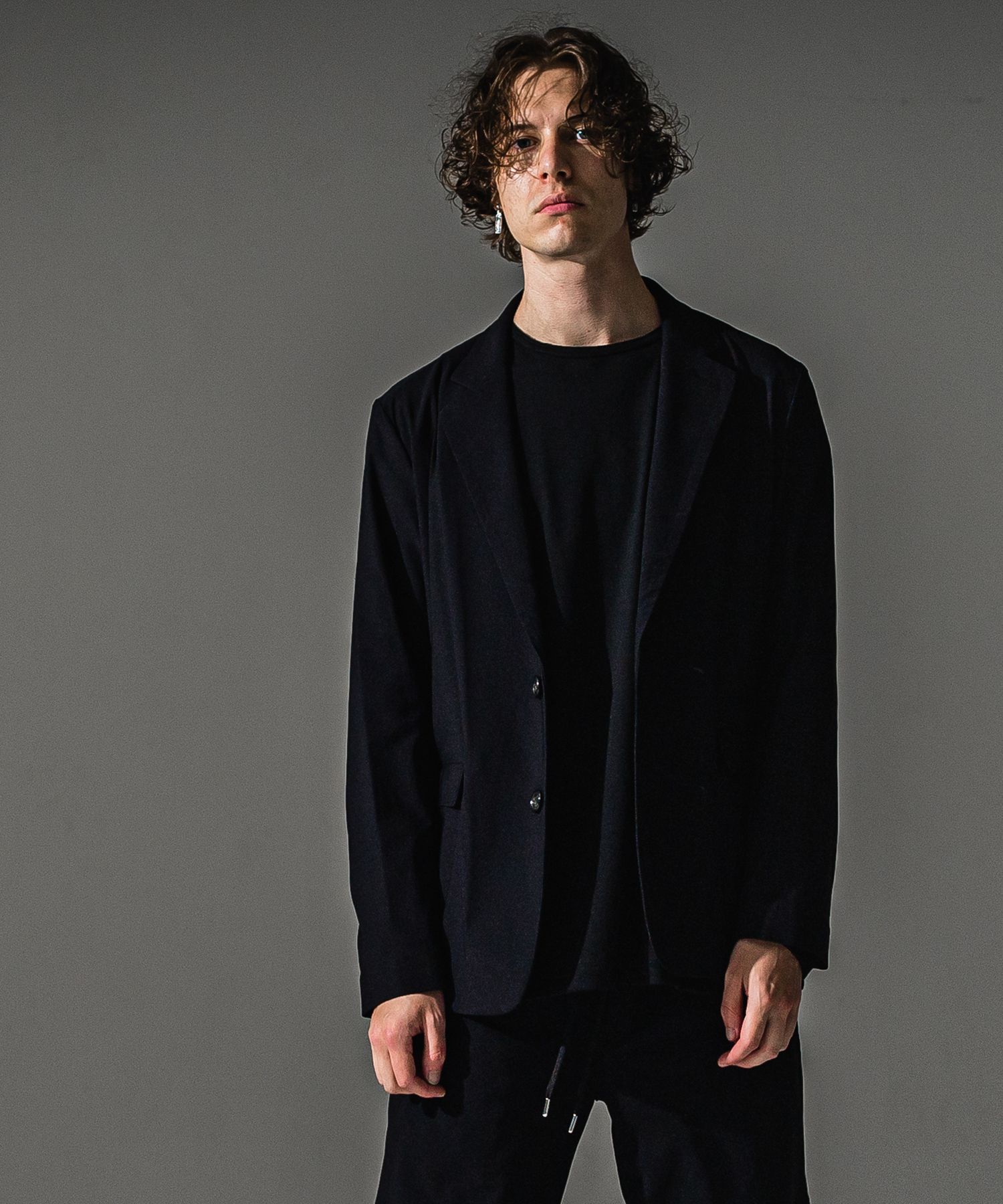 GARY loose JACKET / 高機能ナイロンマイクロファイバー 2Bジャージテーラードジャケット (ブラック) (7月末入荷予定) ※オーダー締切:5月23日(土)17時