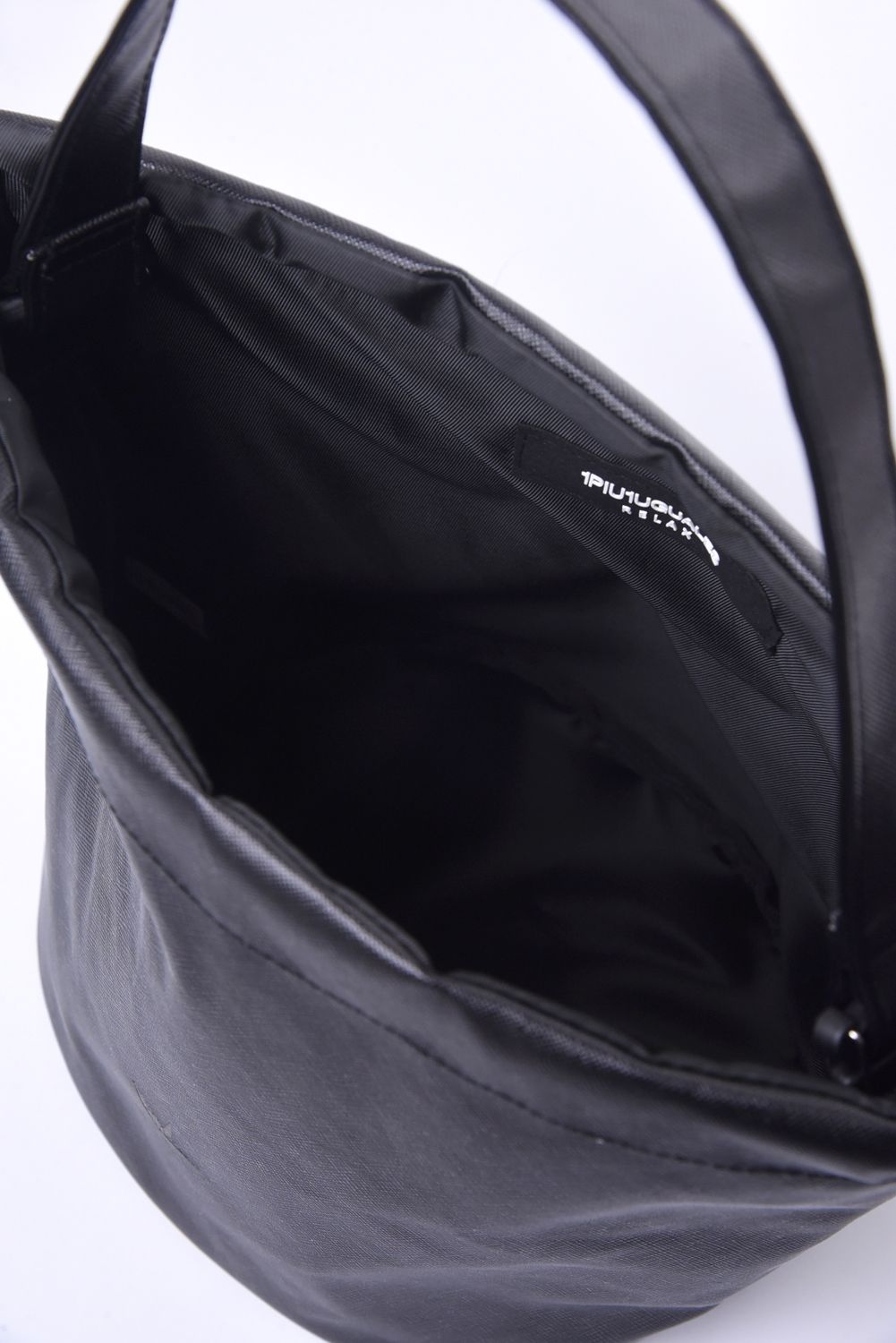 SAFFIANO DRAWSTRING BAG / サフィアーノエコレザー 巾着バッグ (ブラック)