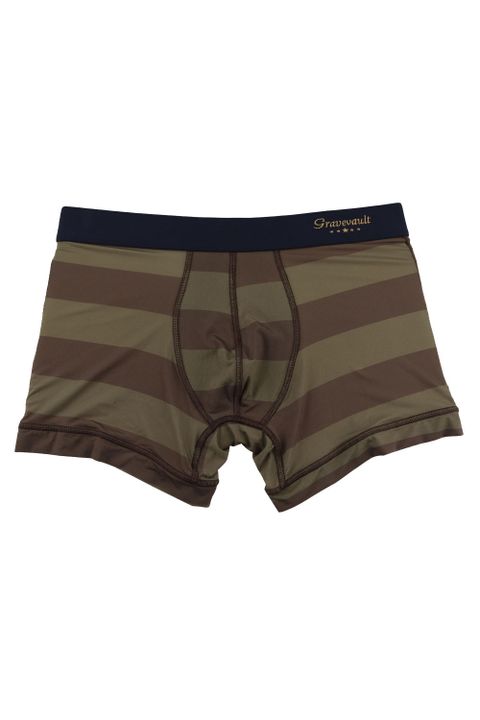 Border Line Short Boxer - オリーブ  /  ブラウン