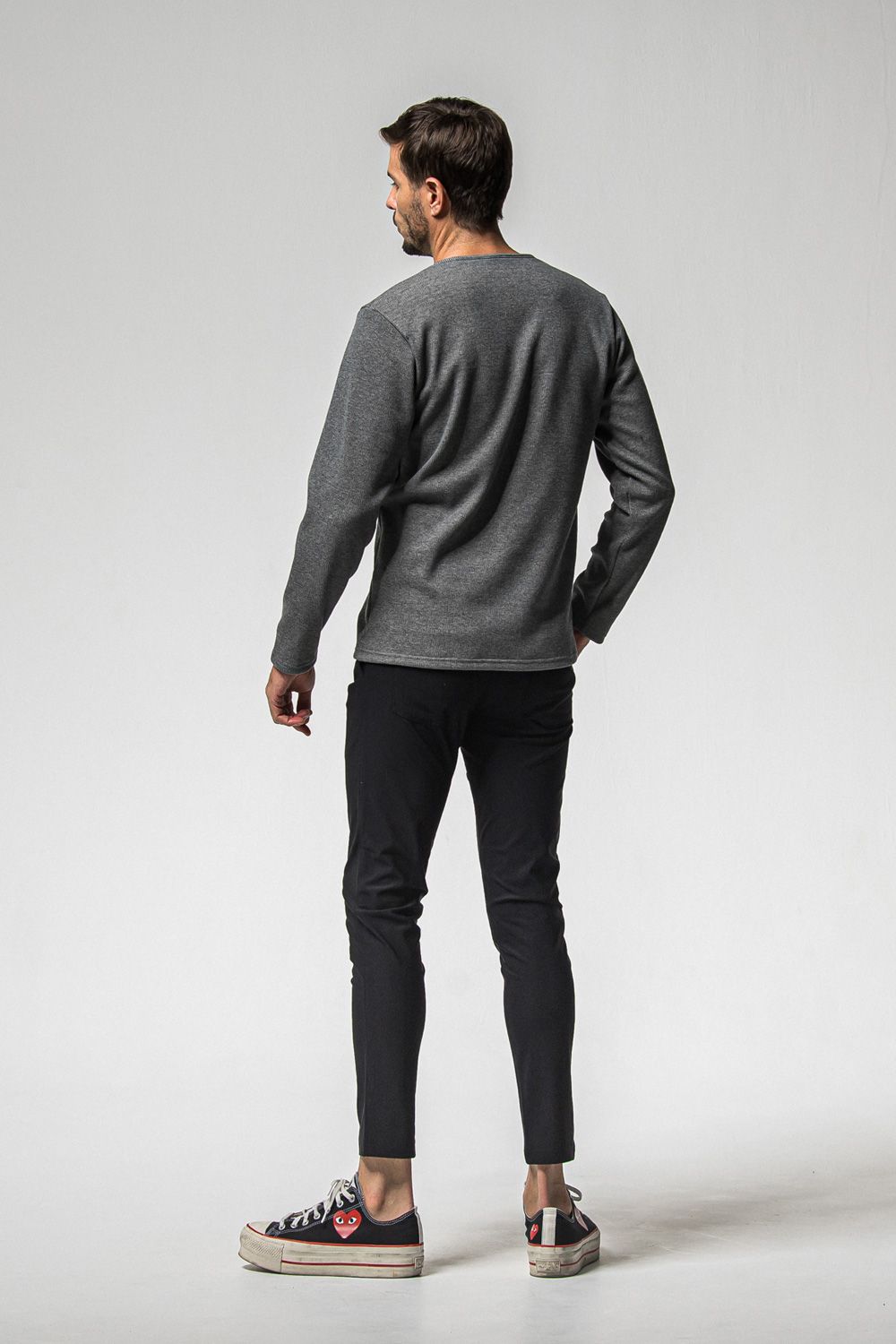 CHRIS EASY HEAT TUCK PANTS / 裏起毛 ナイロンストレッチ スラックスイージータックパンツ (ブラック) (10月末入荷予定) ※オーダー締切：9月1日(月)18:00