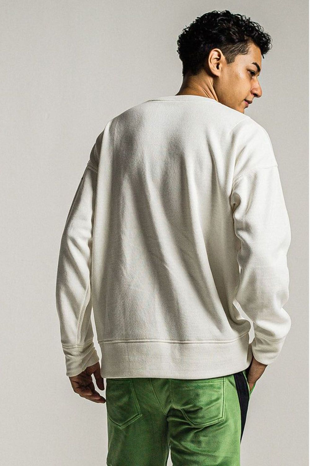 THERMAL LOOSE TRAINER / 【定番商品】 裏特殊起毛 ハニカムサーマル ルーズトレーナー ホワイト