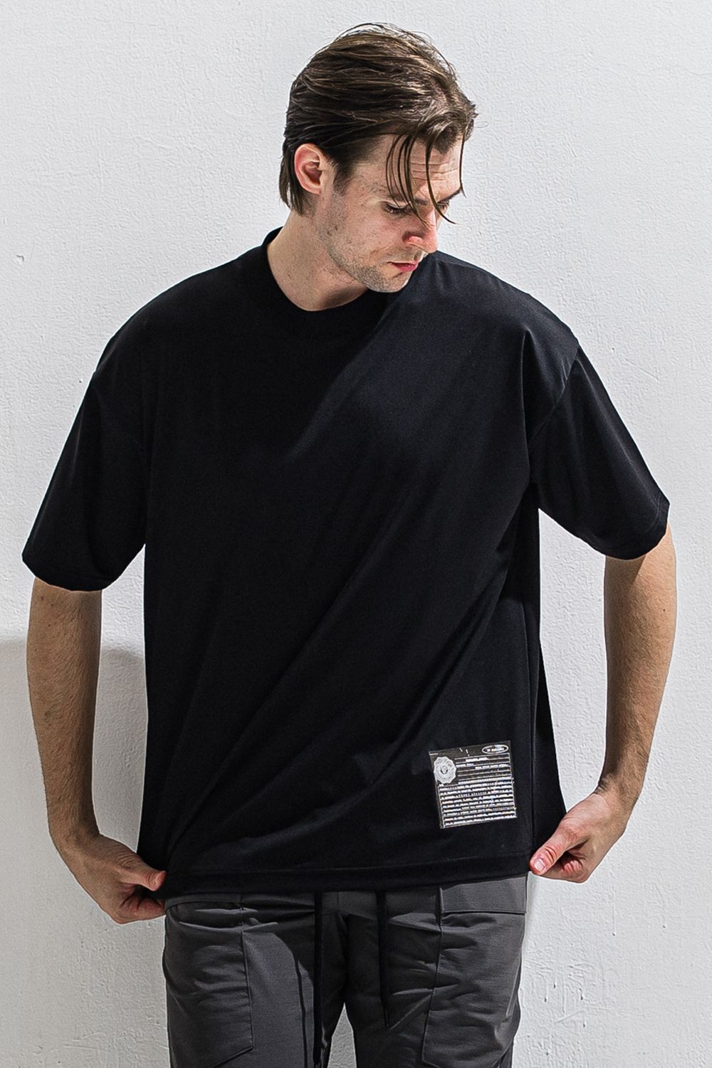 WILL OVERNYLON T / ナイロントリコット メッセージプリント オーバーサイズ Tシャツ (ブラック) (4月上旬入荷予定) ※オーダー締切12/13(土)17:00