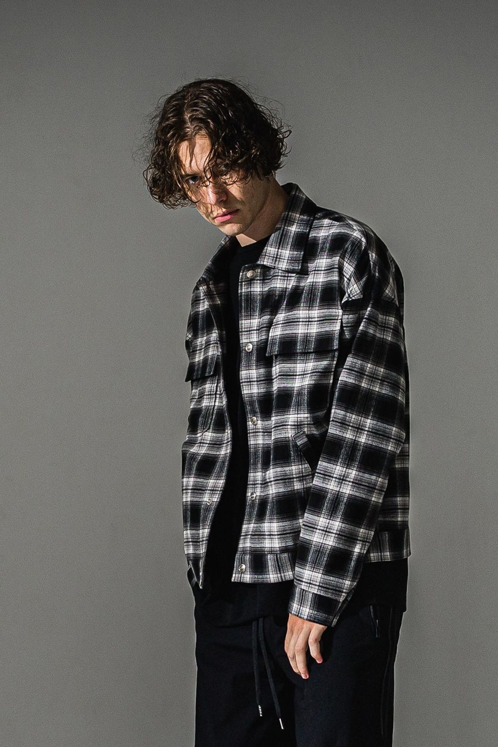 check shirt JK / チェック柄シャツ (ブラック)