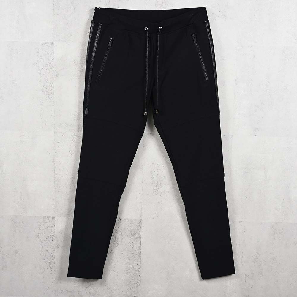 JOHNSON LINE HEAT PT / 【定番商品】 裏起毛 ハイブリットジャージー ラインパンツ (ブラック/ブラック) (10月下旬入荷予定) ※オーダー締切:9月7日(月)17時