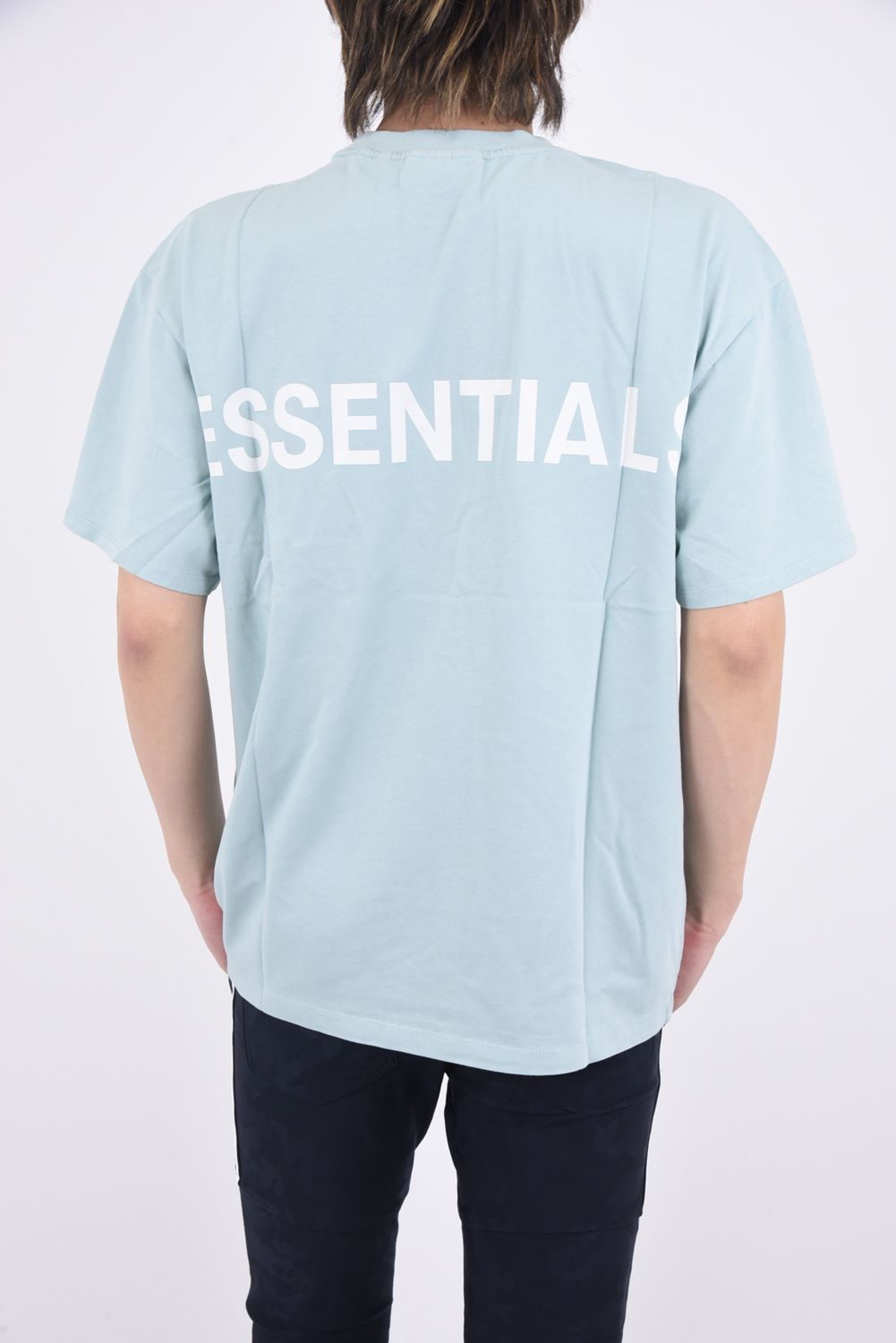 FOG ESSENTIALS BOXY T-SHIRT / リフレクタープリント クルーネック 半袖 プリントTシャツ ブルー - S