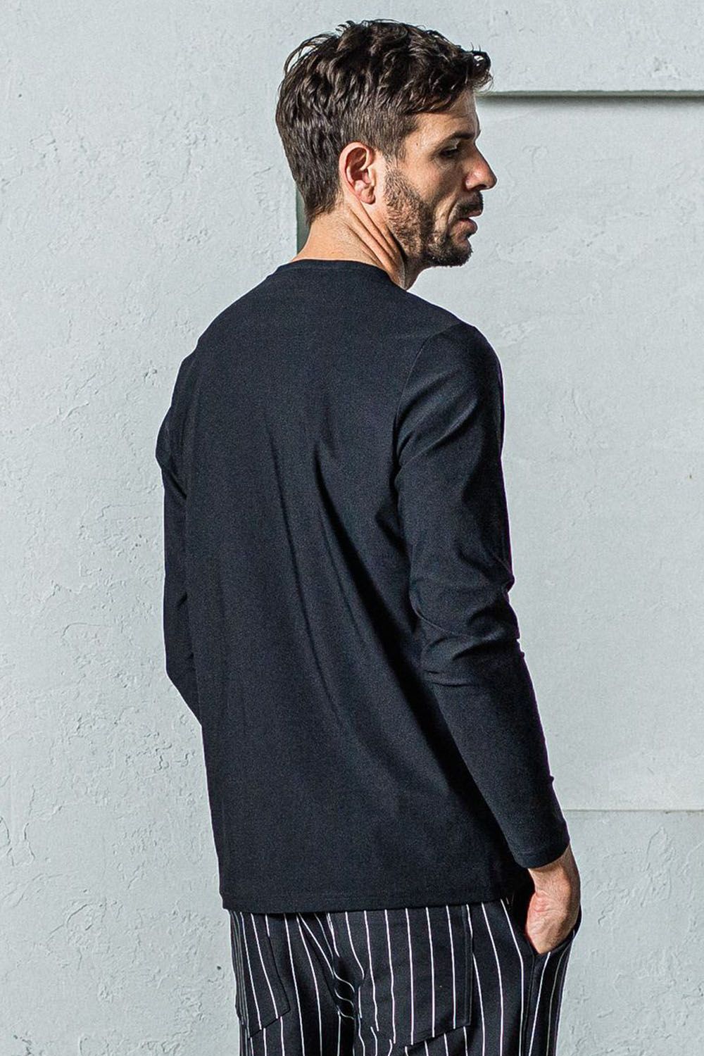 NYLON LONG SLEAVE TEE / 高機能ナイロンマイクロファイバー ロングスリーブ Tシャツ ブラック