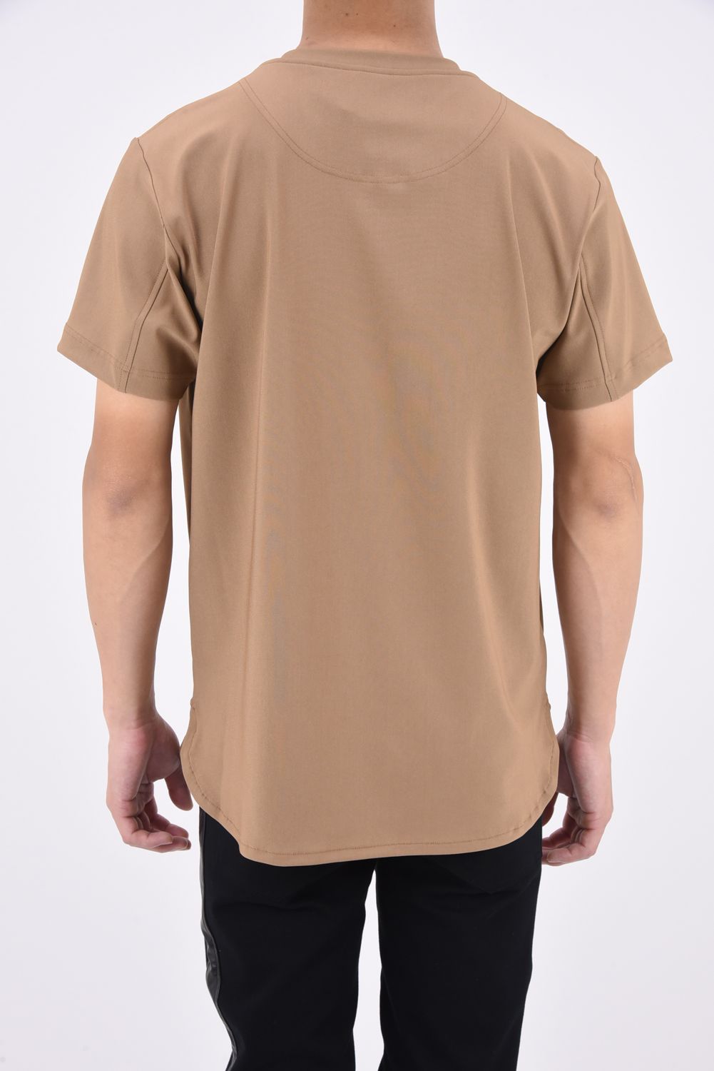 ROUND BIG HENLEY T / ラウンドカット ヘンリーネックTシャツ キャメル