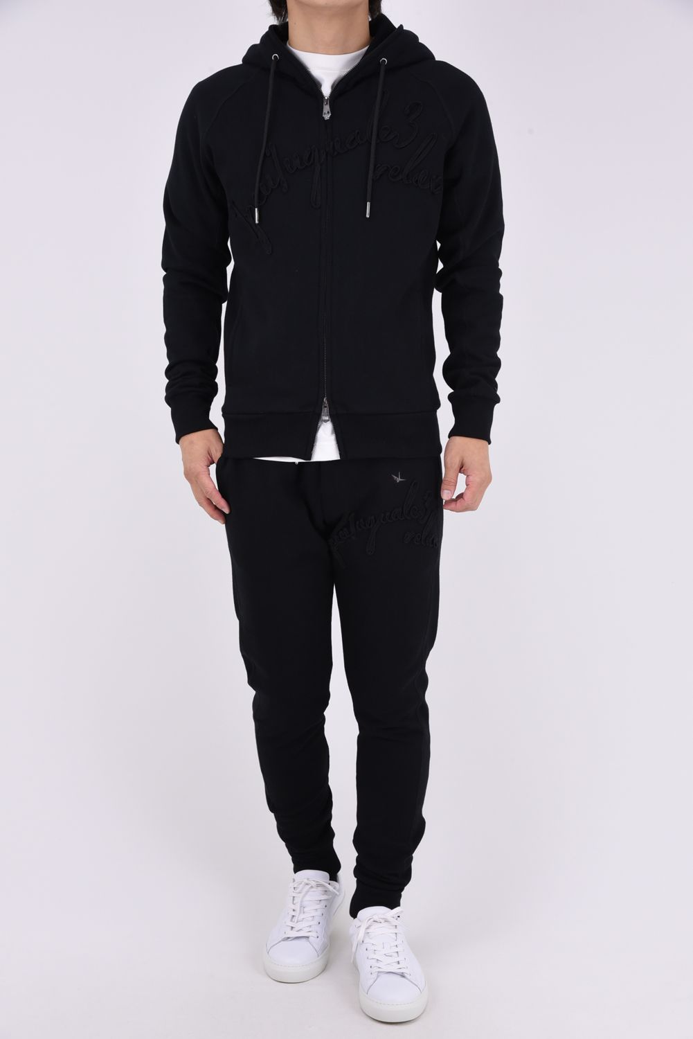 【26AW】 HEAVY FRENCH TERRY SCRIPT CODE LOGO HOODIE / フレンチテリー ロープロゴ ジップアップフーディー (ブラック)