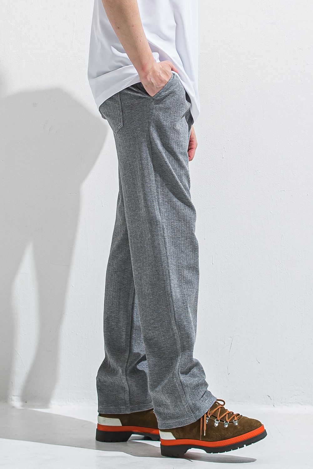 SEMI WIDE TUCK PANTS / ブリスターニット セミワイド ワンタックイージーパンツ (グレー) (4月中旬入荷予定) ※オーダー締切:2月15日(日)18時