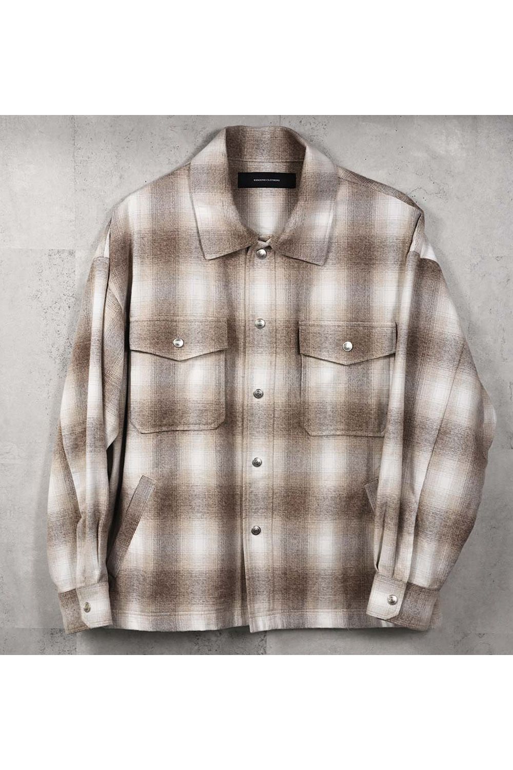FLANNEL CHECK JK / フランネル チェック ジャケット (ブラウン) (10月中旬入荷予定) ※オーダー締切：9月1日(月)18:00