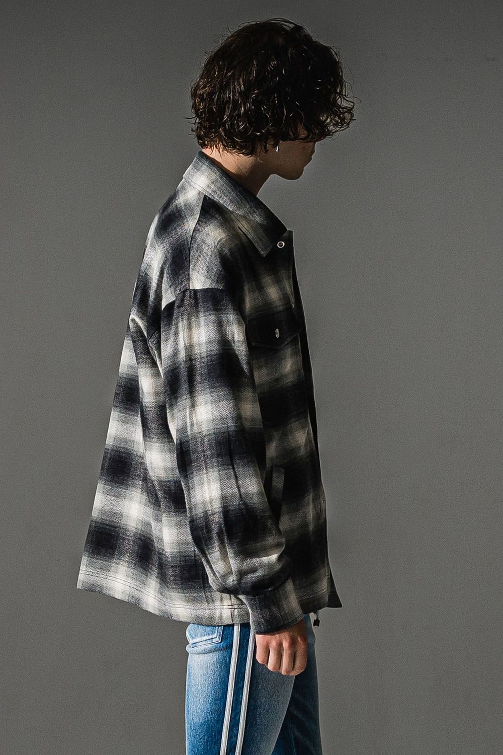flannel check JK  / オンブレチェック ネルシャツジャケット (ブラック)