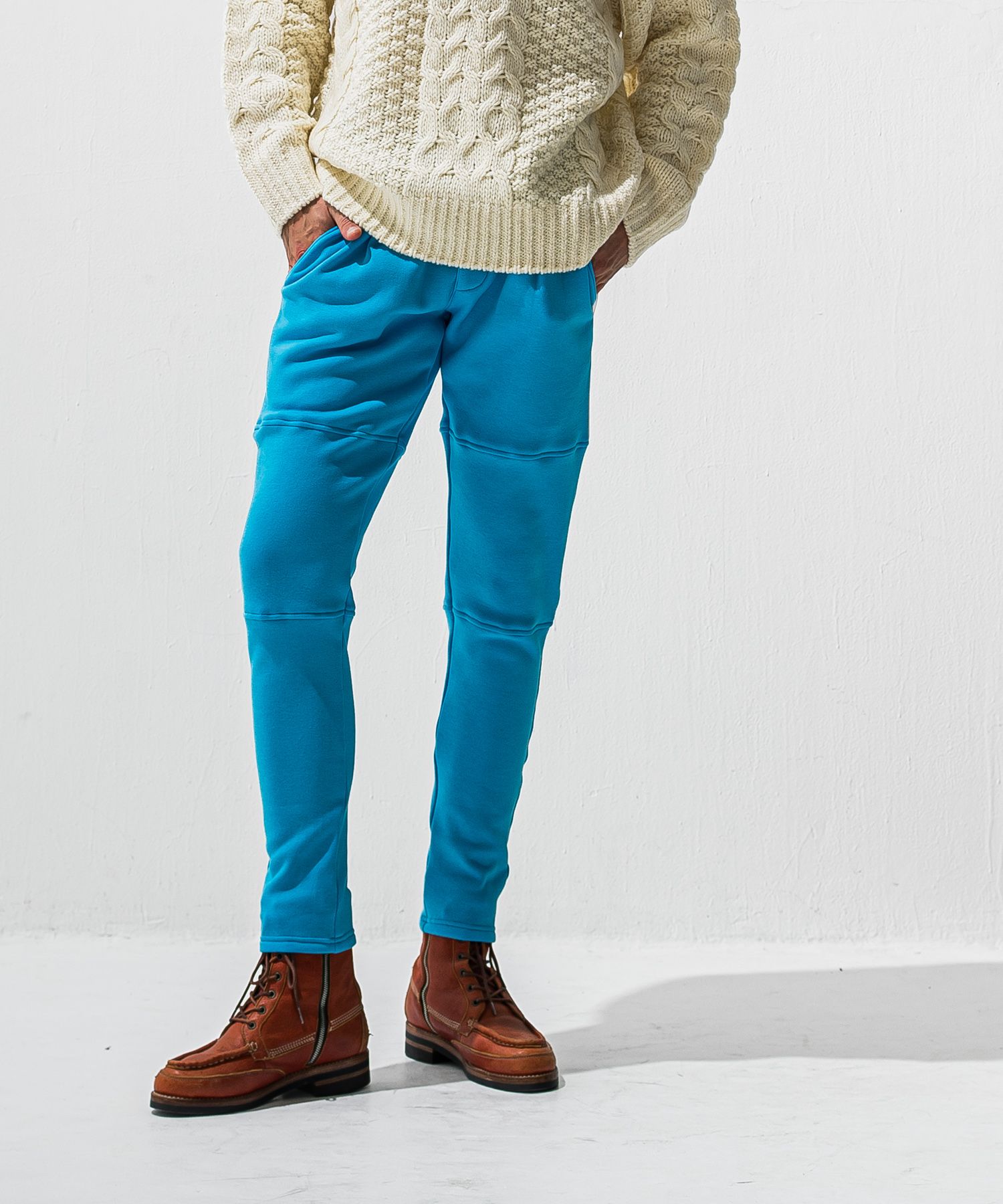 VELOURS FLEECE JT PT / 裏起毛 ベロアフリース ワンタックラインパンツ (ブルー) (11月中旬入荷予定) ※オーダー締切:9月7日(月)17時