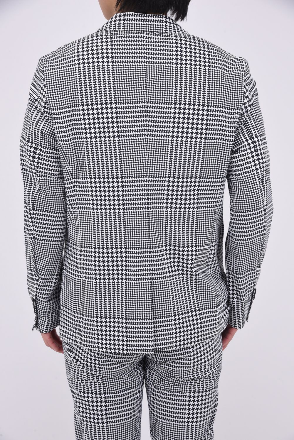 【26SS】【セットアップ】 GLEN CHECK NYLON JACKET & SLACKS / グレンチェック テーラードシングルジャケット&イージースラックス (ホワイト/ブラック)