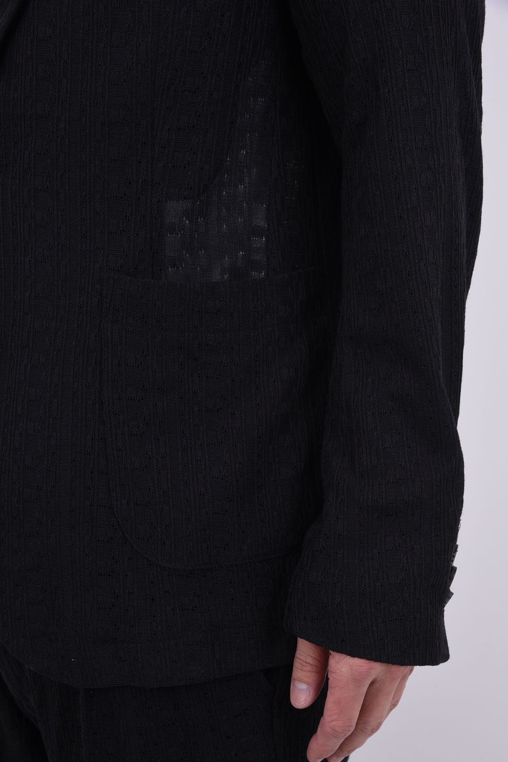 【26SS】【セットアップ】 LINEN TOUCH JACQUARD JACKET & SLACKS / リネンタッチ テーラードシングルジャケット&イージースラックス (ブラック)