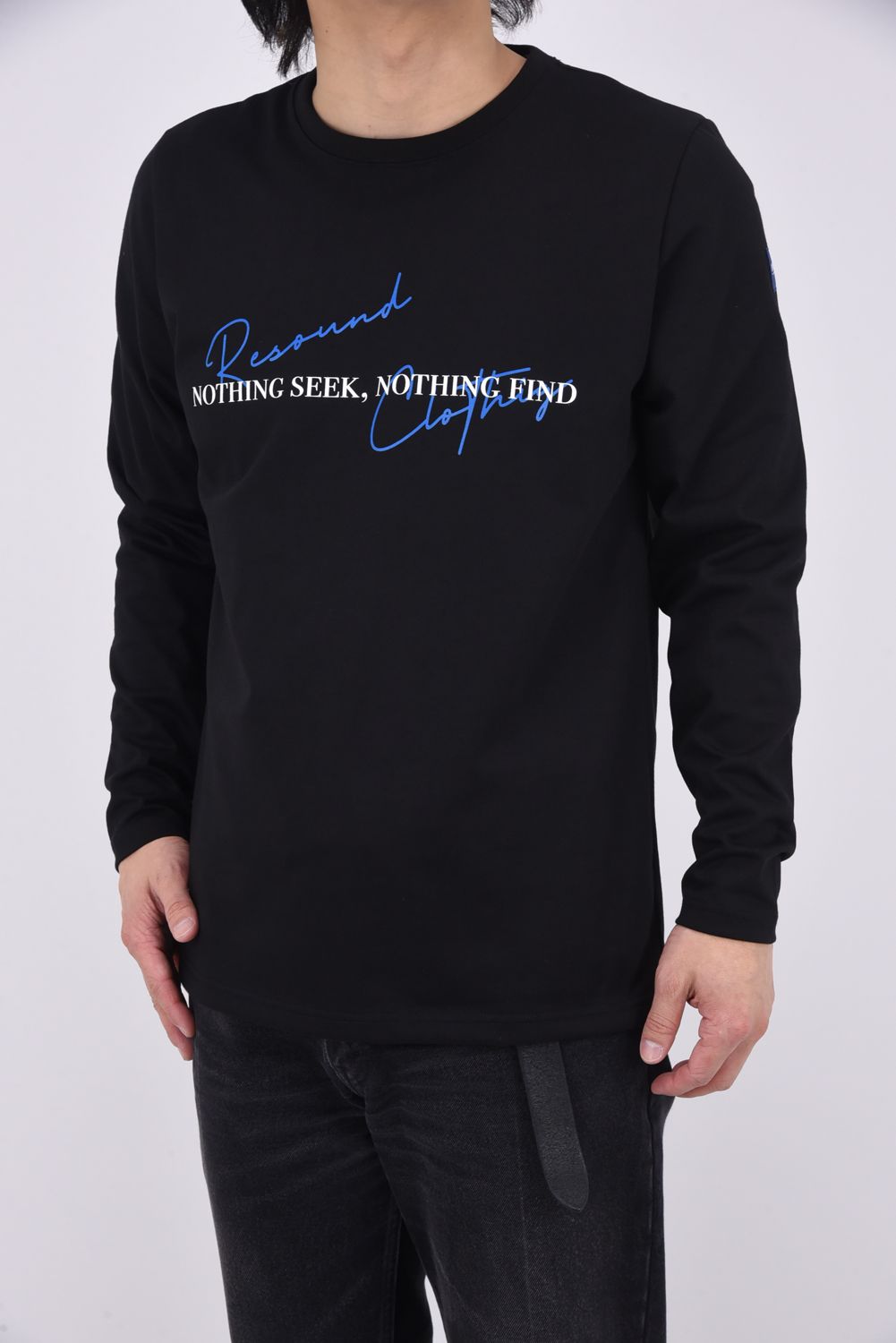 NSNF LONG SLEAVE TEE / ロゴプリント オーガニックコットン ロングスリーブ Tシャツ ブラック
