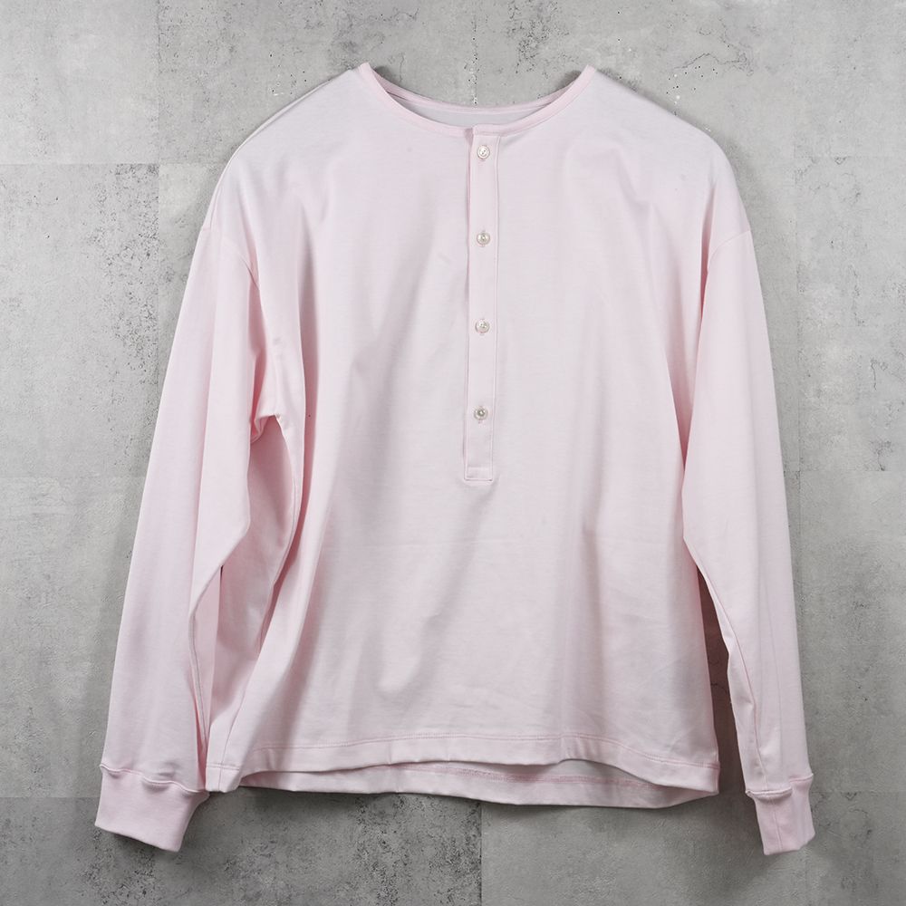 OVER HENRY LONGSLEAVE / オーバーサイズ ヘンリーネック ロングスリーブTシャツ (ピンク) (7月中旬入荷予定) ※オーダー締切:5月23日(土)17時