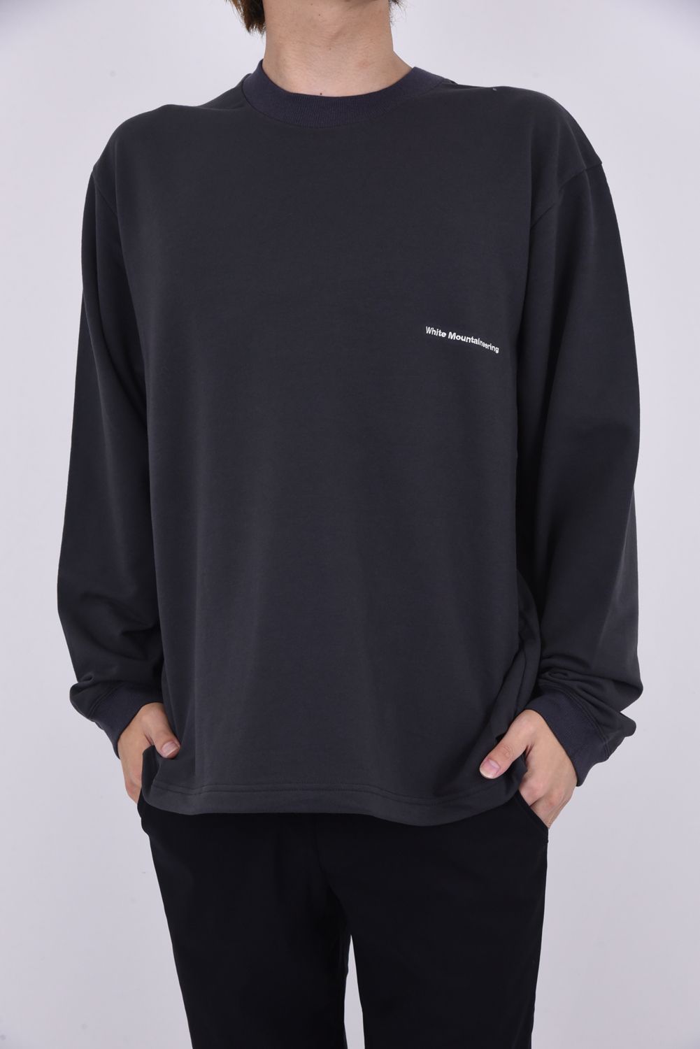 HEM DRAW CORD CREWNECK SWEAT SHIRT / アレンジヘムコード ライト裏毛 スウェットプルオーバー ブラック