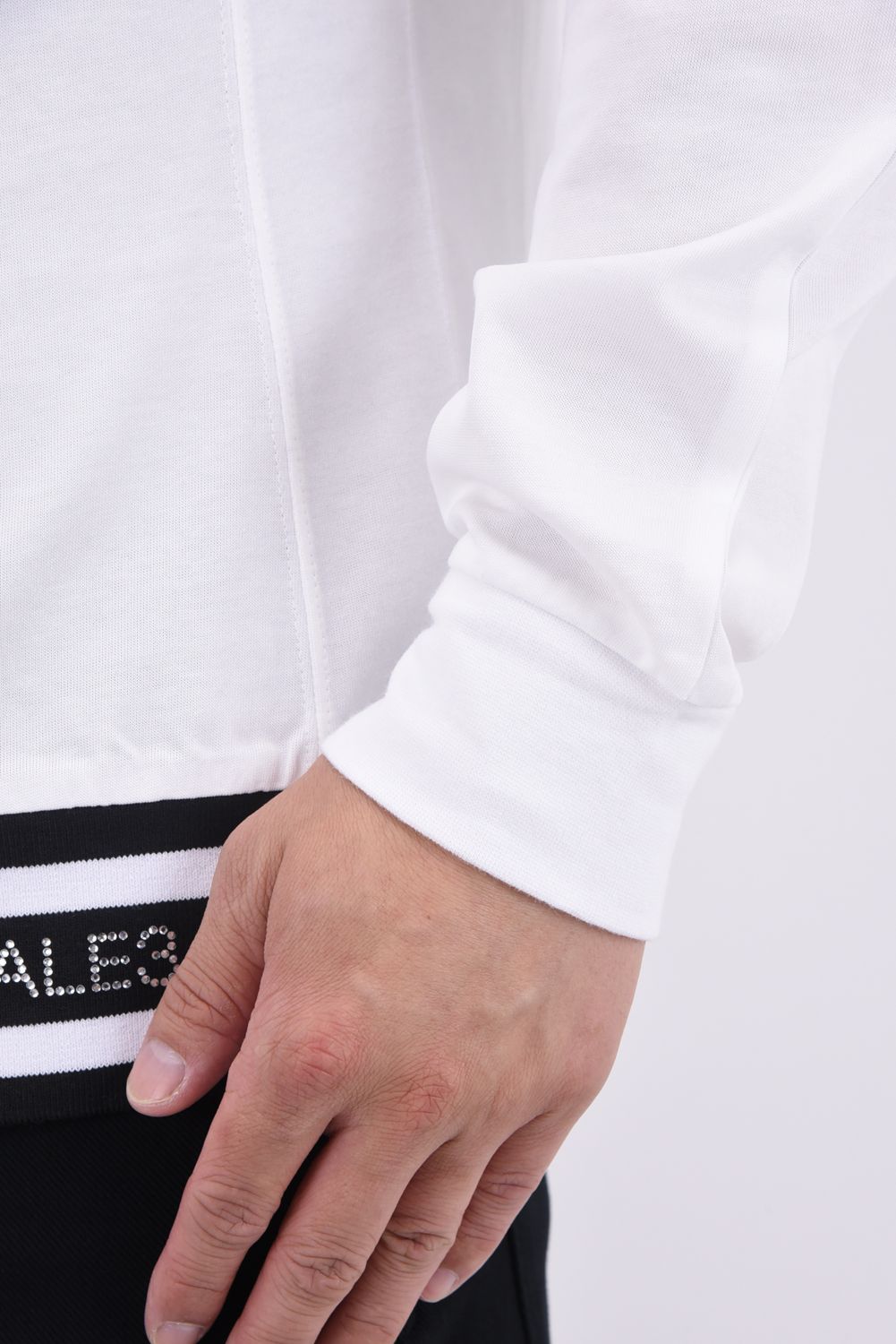 RHINESTONE HEM LONG SLEEVE / ラインストーン ヘム ロング ホワイト