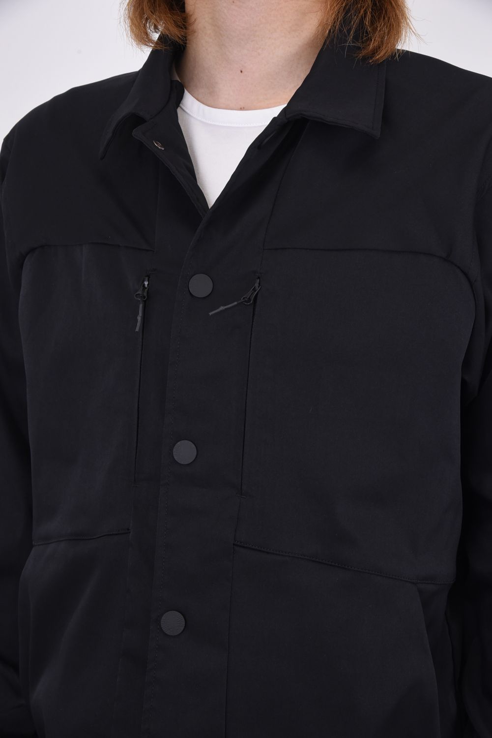 STRETCHED TWILL COACH JACKET / ロゴ ストレッチ ツイル コーチジャケット ブラック