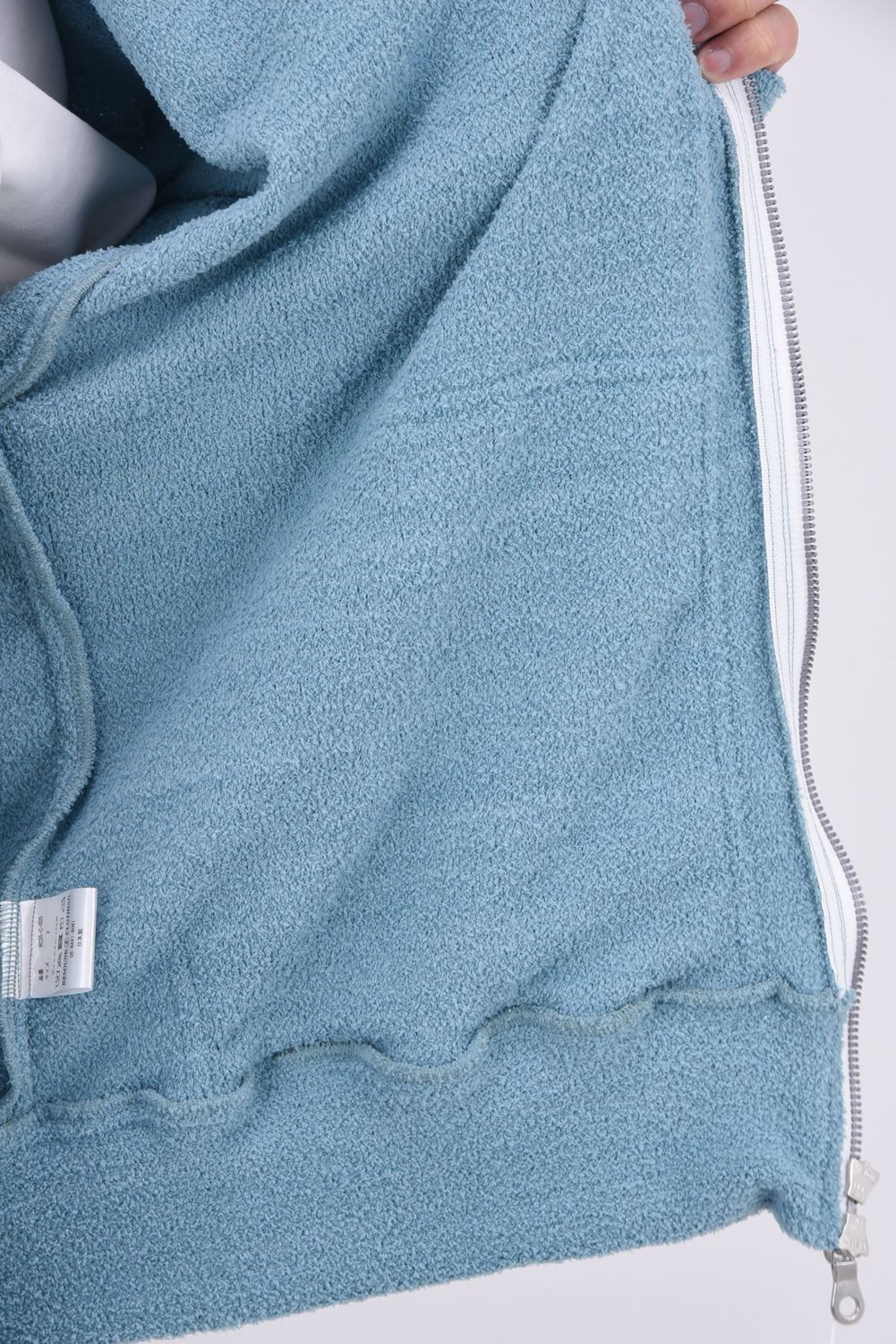MOLE YARN PILE ZIP LOOSE HOODIE / モールパイル オーバーサイズ ジップアップパーカー ブルーグリーン