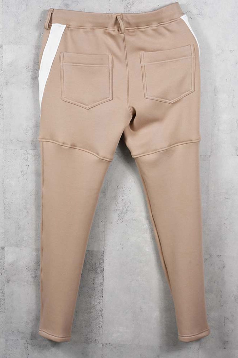 VELOURS FLEECE TYLER PANTS / ベロアフリースボア スキニータイト サイドライン イージーパンツ (ブラウン) (11月中旬入荷予定) ※オーダー締切：9月1日(月)18:00