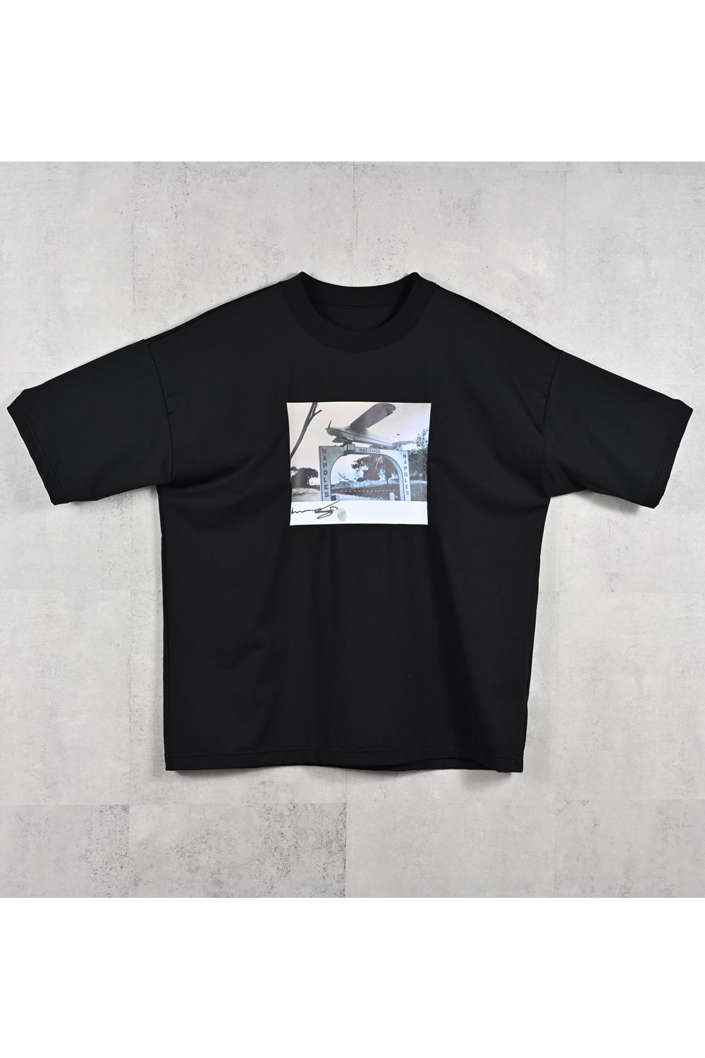 HELI OVERNYLON T / ナイロントリコット フォトプリント オーバーサイズ Tシャツ (ブラック) (4月上旬入荷予定) ※オーダー締切12/13(土)17:00