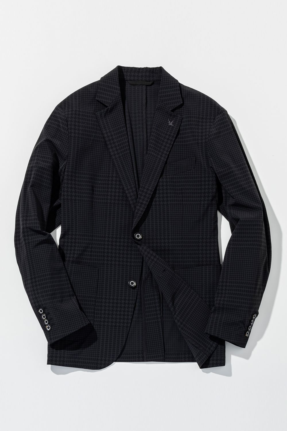 【26SS】 GLEN CHECK NYLON JACKET / グレンチェック テーラードシングルジャケット (チャコール/ブラック) (2月上旬入荷予定)
