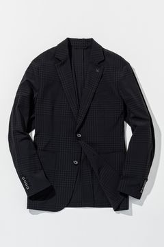【26SS】 GLEN CHECK NYLON JACKET / グレンチェック テーラードシングルジャケット (チャコール/ブラック) (2月上旬入荷予定)