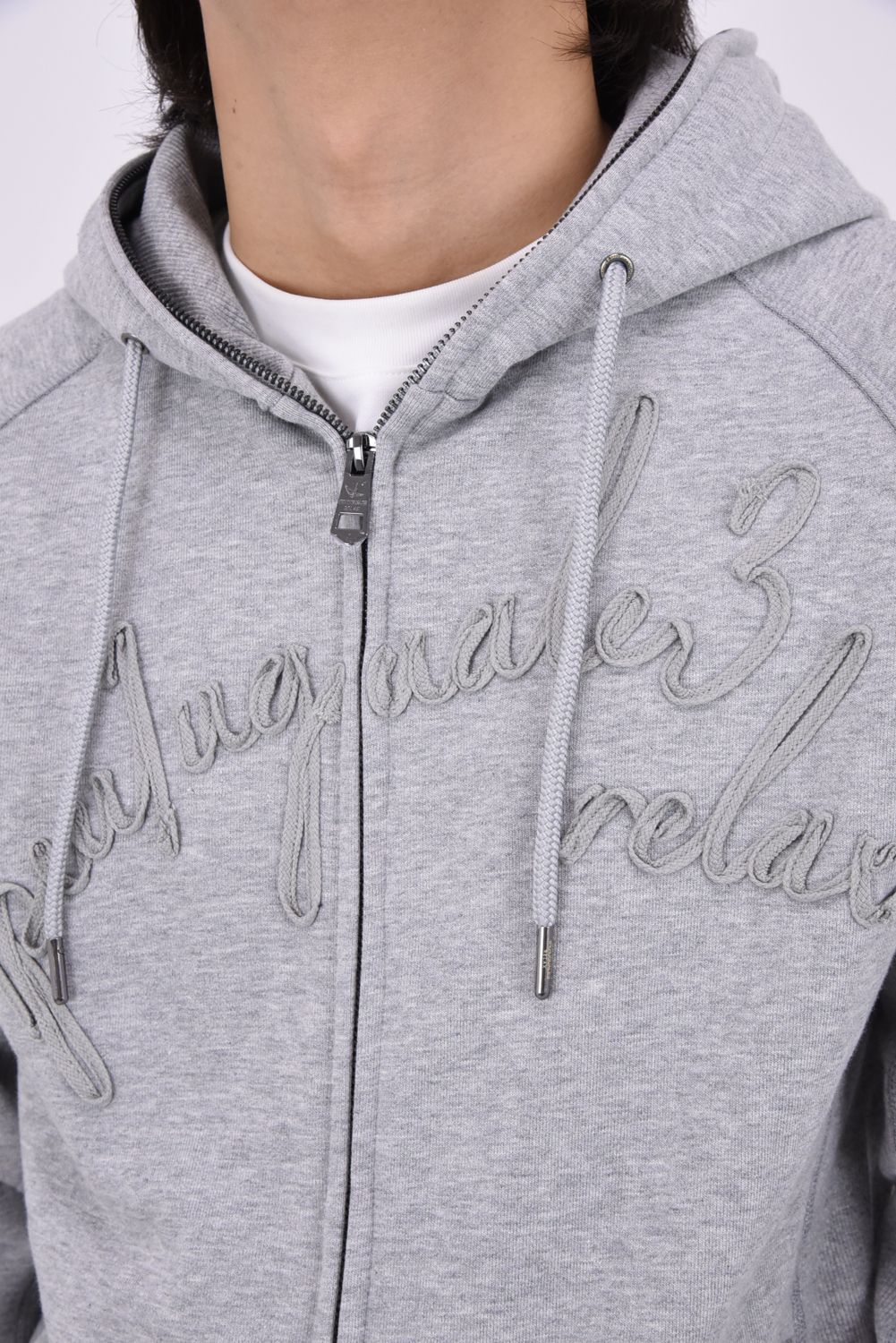 【26AW】 HEAVY FRENCH TERRY SCRIPT CODE LOGO HOODIE / フレンチテリー ロープロゴ ジップアップフーディー (グレー)