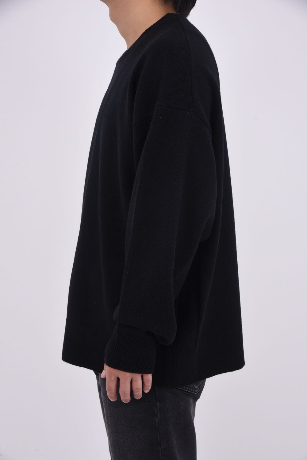 CREW NECK KNIT / ウール クルーネック ニット (ブラック)