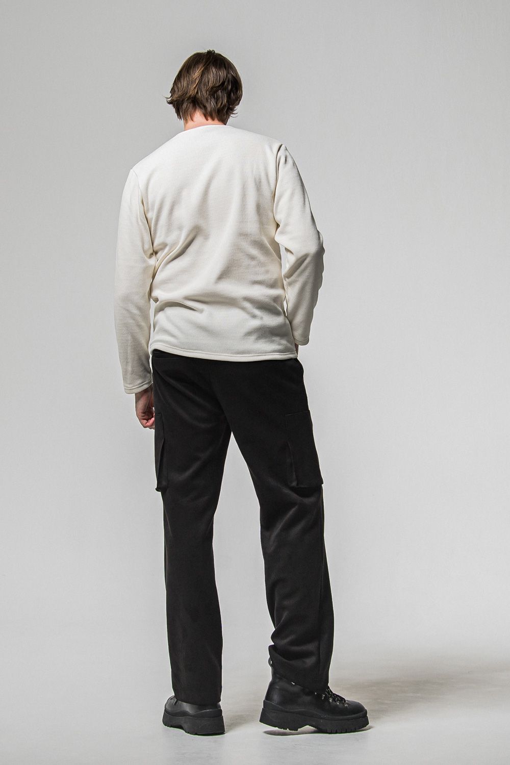 DAVID CARGO PANTS / スウェードジャージー ミリタリーカーゴパンツ (ブラック) (1月上旬入荷予定) ※オーダー締切：9月1日(月)18:00