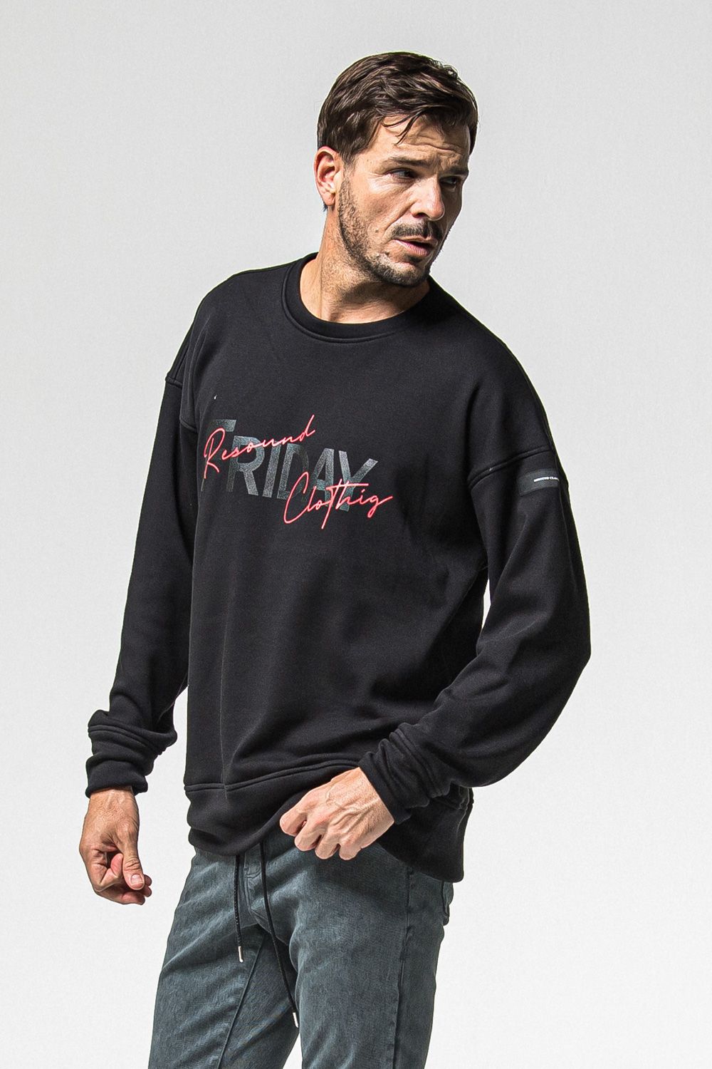 FRAIDAY OLD LOGO VELOURS FLEECE TRAINER / 裏ベロアフリース ロゴ ロングスリーブ トレーナー (ブラック) (11月上旬入荷予定) ※オーダー締切：9月1日(月)18:00