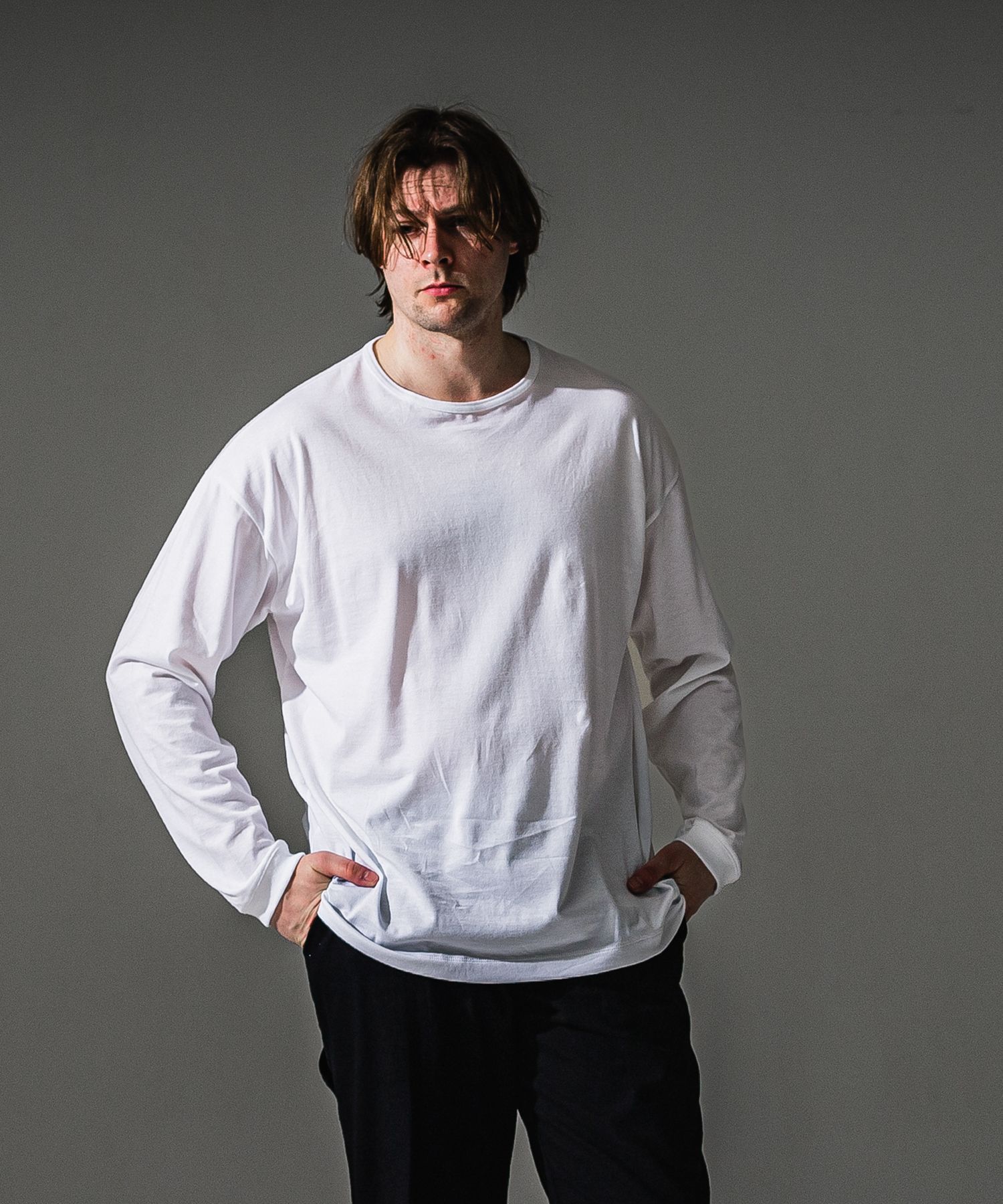 PIN ST RC over longsleave Tee / バックロゴプリント オーバーサイズ ロングスリーブTシャツ (ホワイト) (7月中旬入荷予定) ※オーダー締切:5月23日(土)17時
