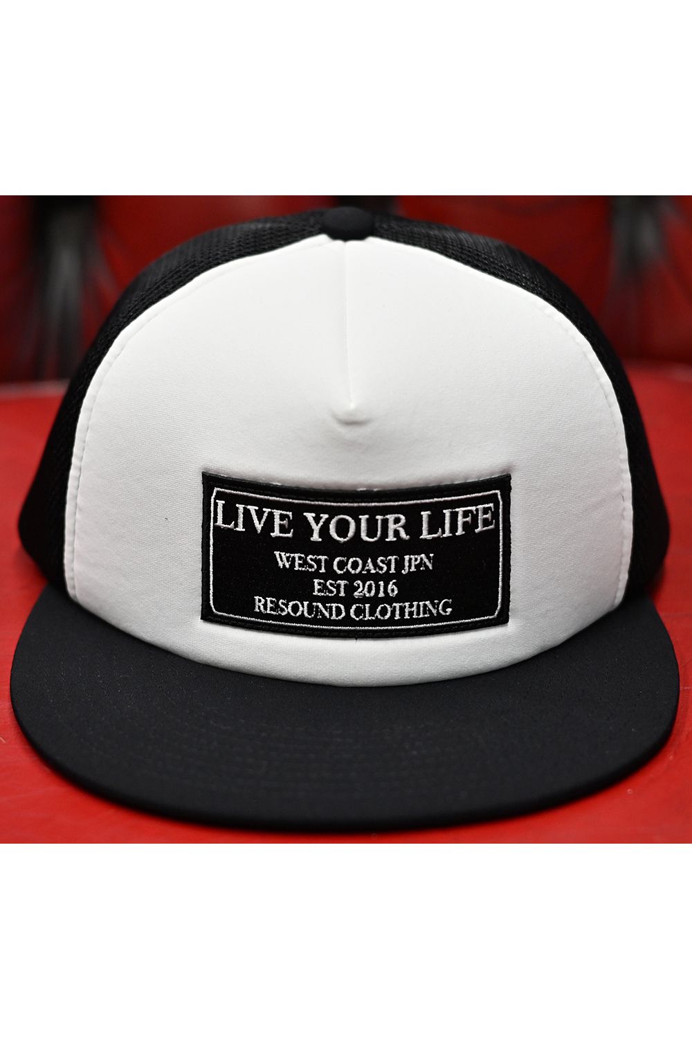 LIVE MESH CAP / メッシュ ベースボール キャップ （ブラック/ホワイト）(5月上旬入荷予定) ※オーダー締切2月15日(日)18時