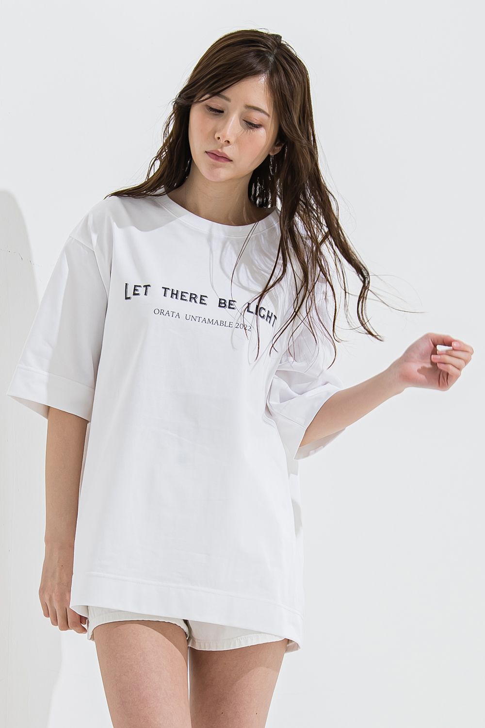 LIGHT crew T / メッセージプリント 半袖Tシャツ ホワイト