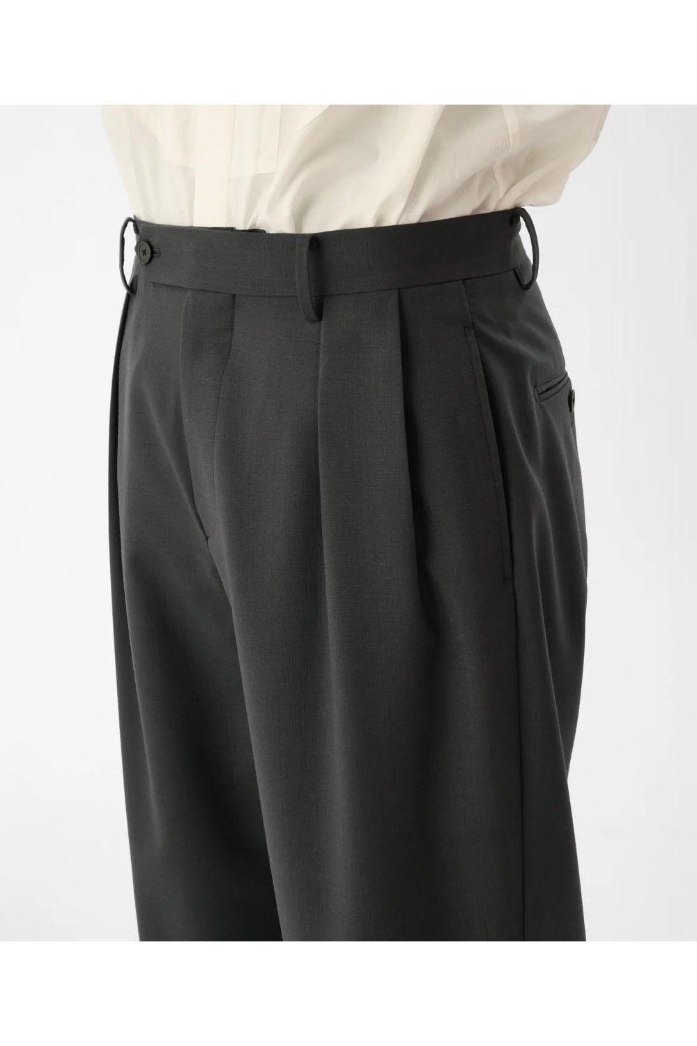 WOOL CLAMSKIN / ウール カームスキン テーパードパンツ (グレー)