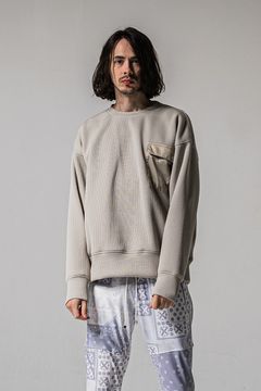 AZE MILITARY DROP TRAINER / 畦編みニット フラップポケット スウェット (グレージュ) (1月末入荷予定)