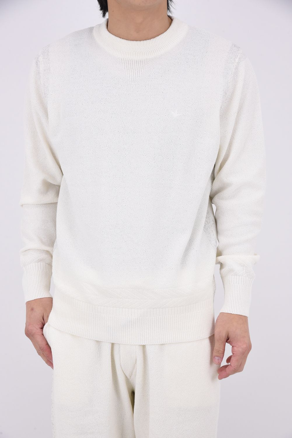 【26SS】 PARTIAL FOIL PRINT CREW KNIT / 箔プリント クルーネックニット (ホワイト)