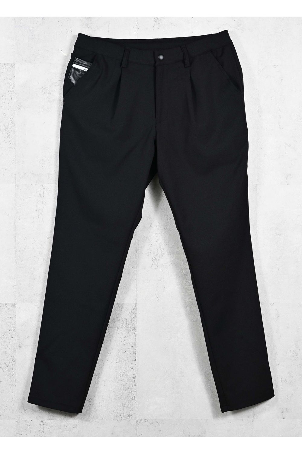 GAVIRIA SLACKS EASY PANTS / ドライタッチ エコレザーコインポケット スラックス型イージーパンツ (ブラック) (3月中旬入荷予定) ※オーダー締切12/13(土)17:00