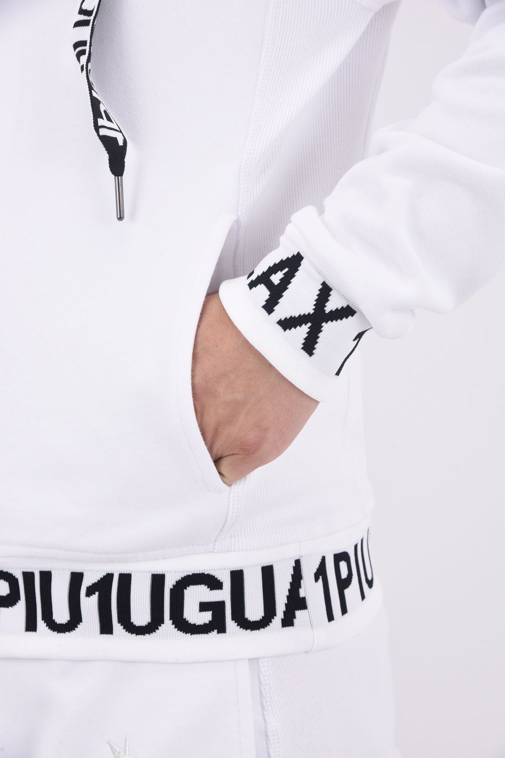 HEM LOGO HOODIE / ワイドスピンドル ロゴ スウェットパーカー (ホワイト)