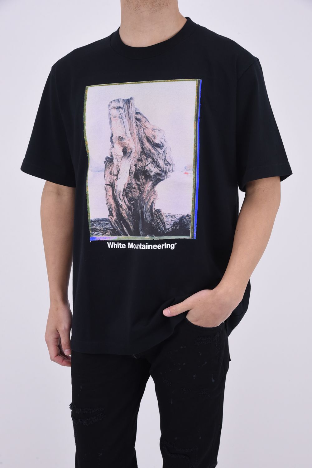 "WANAKA" PHOTO T-SHIRT / フォトプリント レギュラーシルエット クルーネック 半袖 Tシャツ ブラック
