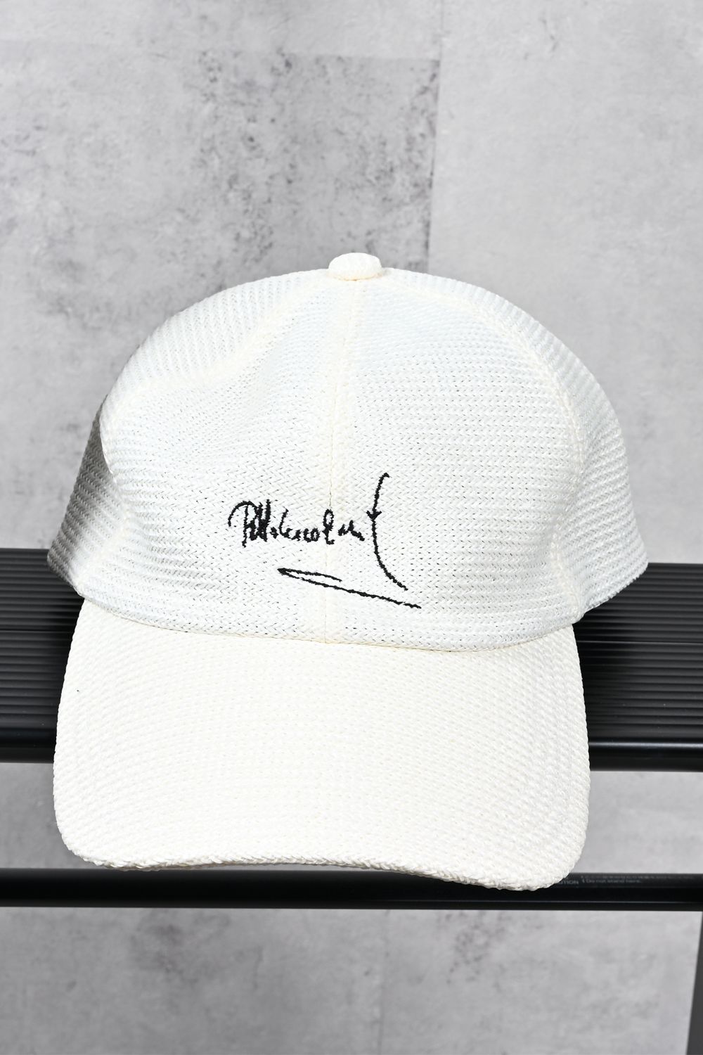 SIGN STRAW MESH CAP / サイン刺繍 ストローメッシュキャップ (ホワイト) (3月上旬入荷予定) ※オーダー締切12/13(土)17:00