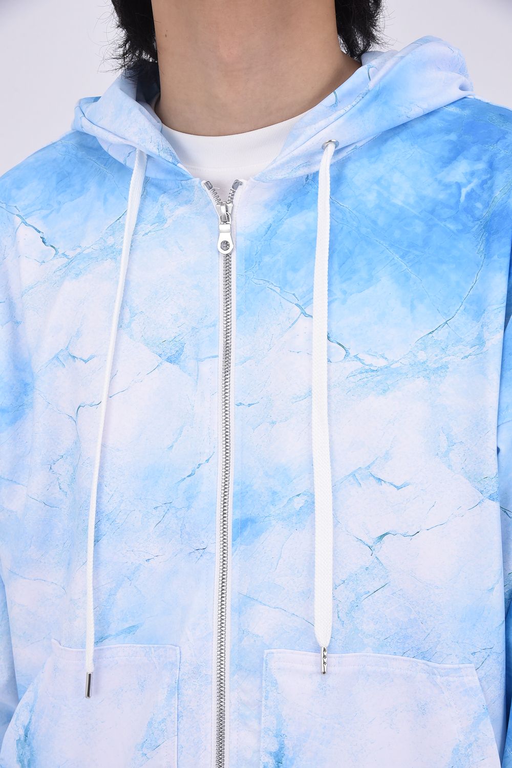 RUSH  OVER  ZIPUP HOODIE / ラッシュオーバー ジップアップパーカー マーブルブルー