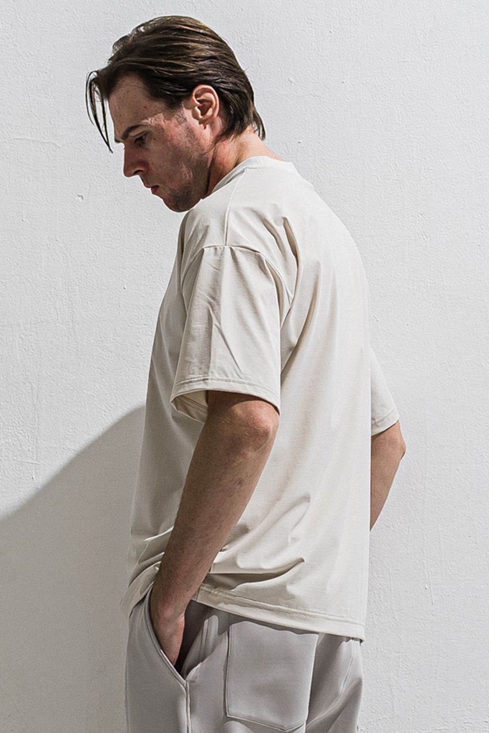 HELI OVERNYLON T / ナイロントリコット フォトプリント オーバーサイズ Tシャツ (グレージュ) (4月上旬入荷予定) ※オーダー締切12/13(土)17:00