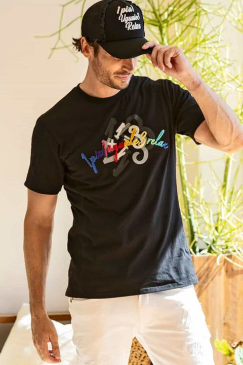 TOOTHBRUSH EMBROIDERY T-SHIRTS / 3D レインボーロゴ Tシャツ ブラック