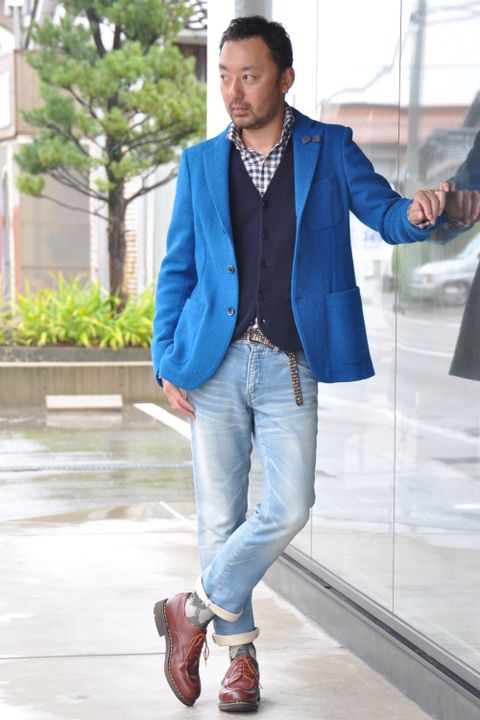 ジャケパンスタイル、今回はチェックはシャツで!