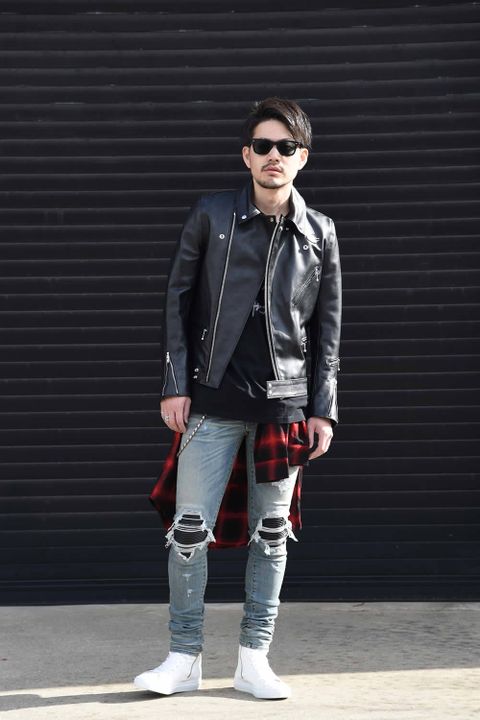 <AMIRI>と<Lewis Leathers>を贅沢に組み合わせてスタイリングを組んでみました。
