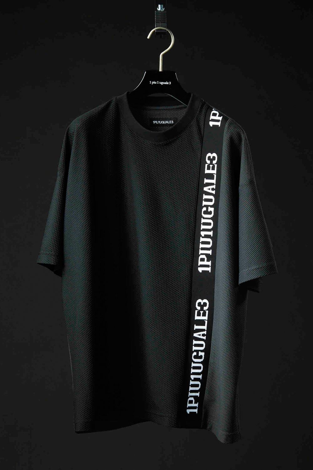 113SPORT TECHNICAL MESH CRAZY BIG CREW / テクニカル メッシュ クレイジーパターン ビッグ クルーネック ブラック×チャコール