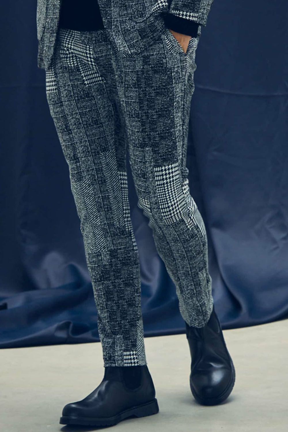 JJACQUARD SLACKS / ハウンドトゥースジャガードスラックス （ブラック）