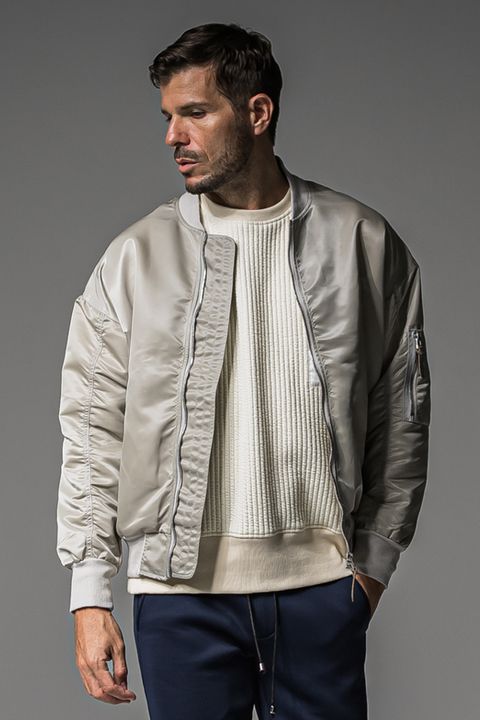 LIGHT David JACKET / ドロップショルダー フライトジャケット ナイロングレージュ